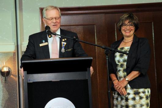 Lizzie with Rotary District Governor Keith Roffey in Sydney.